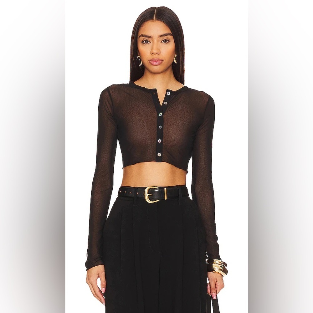 🆕 LOVERS AND FRIENDS CARDIGAN STEPH SHEER Mesh Cropped Top Size XS - Picture 6 of 6